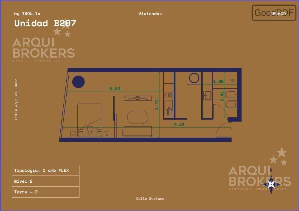 Apartamento monoambiente en venta en Centro -207B