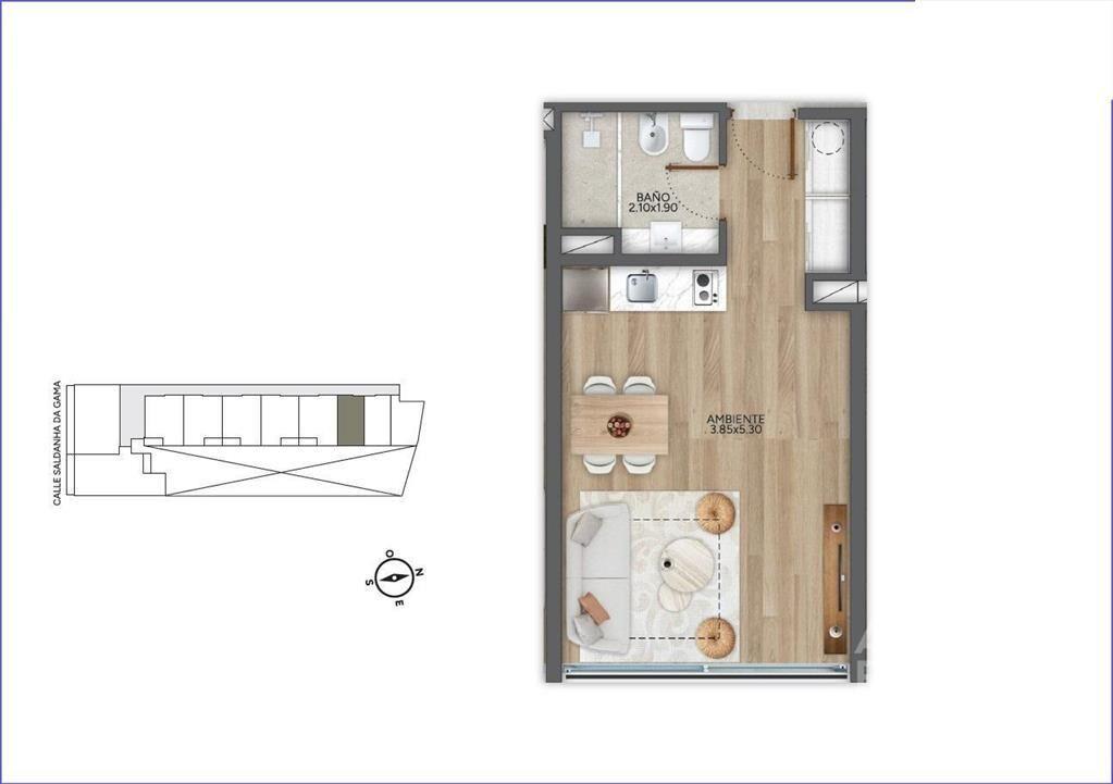 Apartamento monoambiente en venta en Puerto Buceo - 308