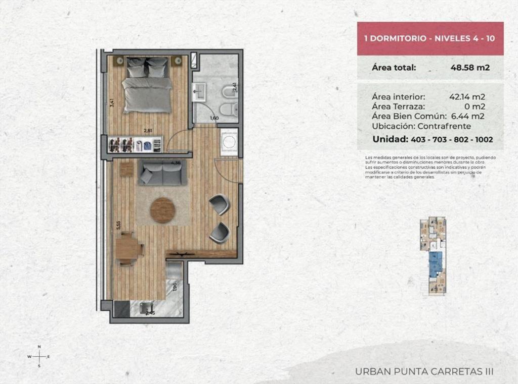 VENTA Apartamento de 1 dormitorio PUNTA CARRETAS