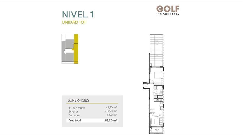 Venta apartamento de 1 dormitorio en el Centro