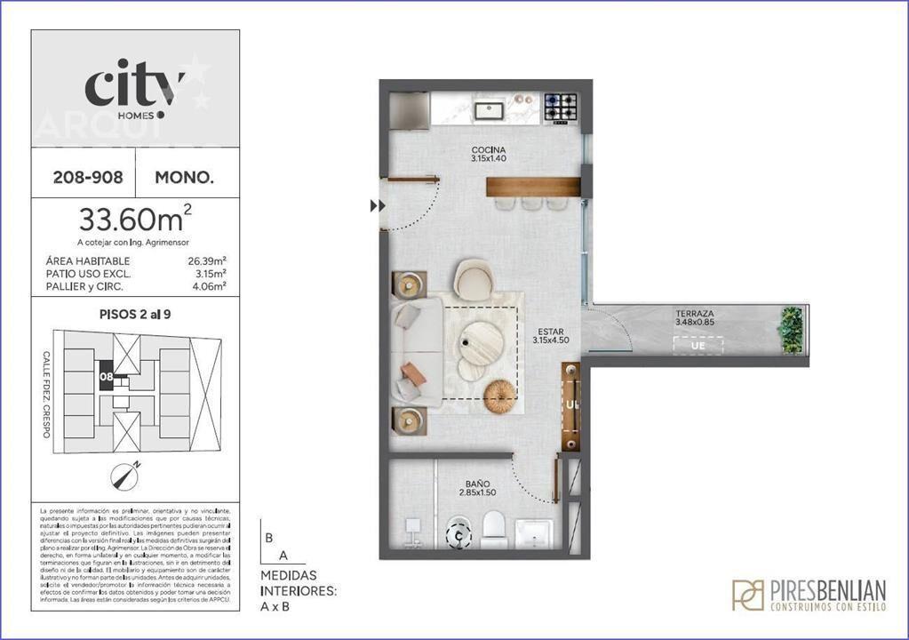 Apartamento de un dormitorio en venta en Cordón - 208