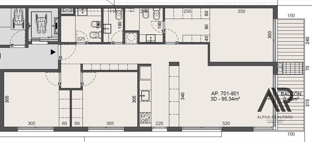 Apartamento de 3 dormitorios, con balcón y parrillero. E...