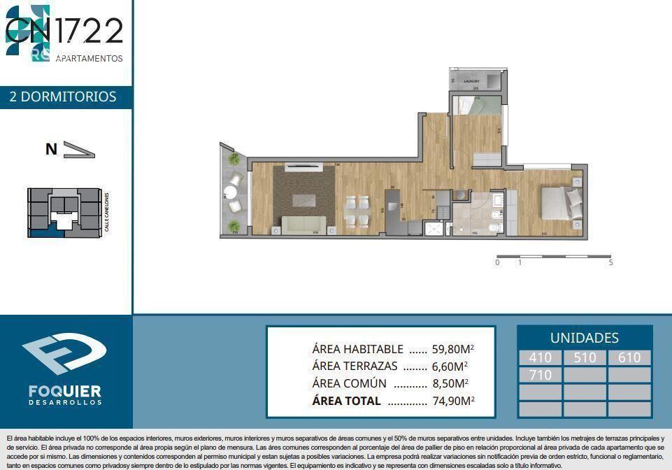 Apartamento de dos dormitorios en venta en Cordón - 710