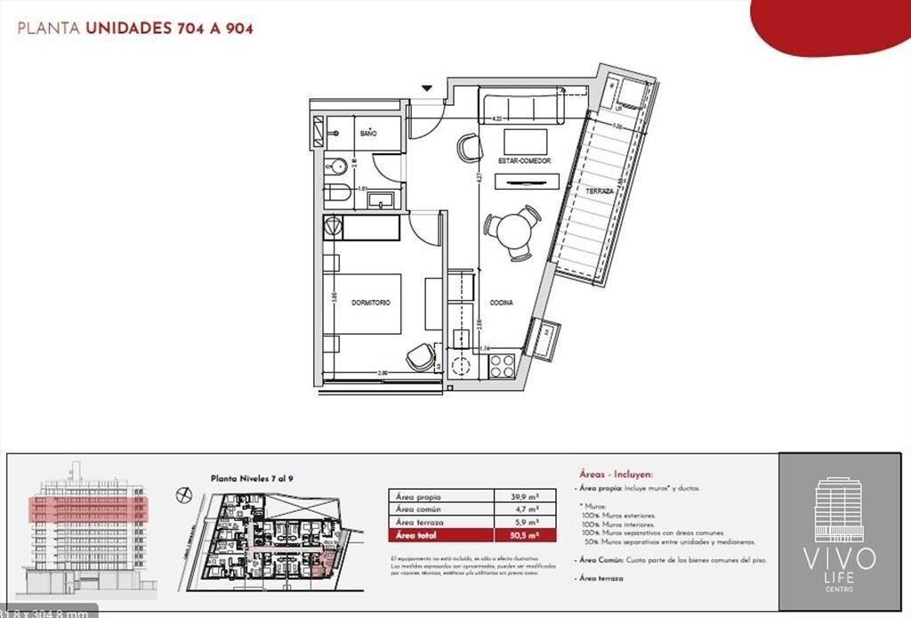 Venta apartamento 1 dormitorio en Vivo Life Centro