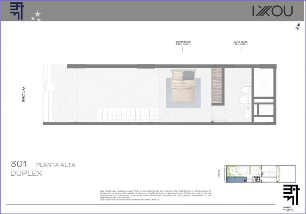 Apartamento dúplex de un dormitorio en venta en Barrio Sur