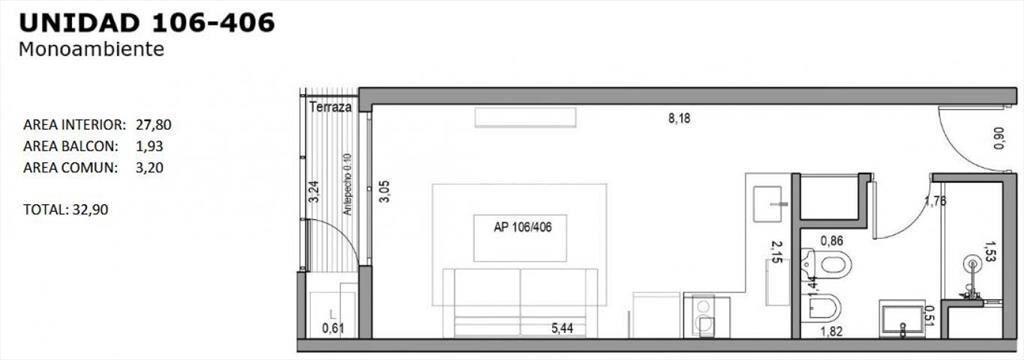 VENTA DE APARTAMENTO DE 1 DORMITORIO EN OBRA EN GOES, PLAZA