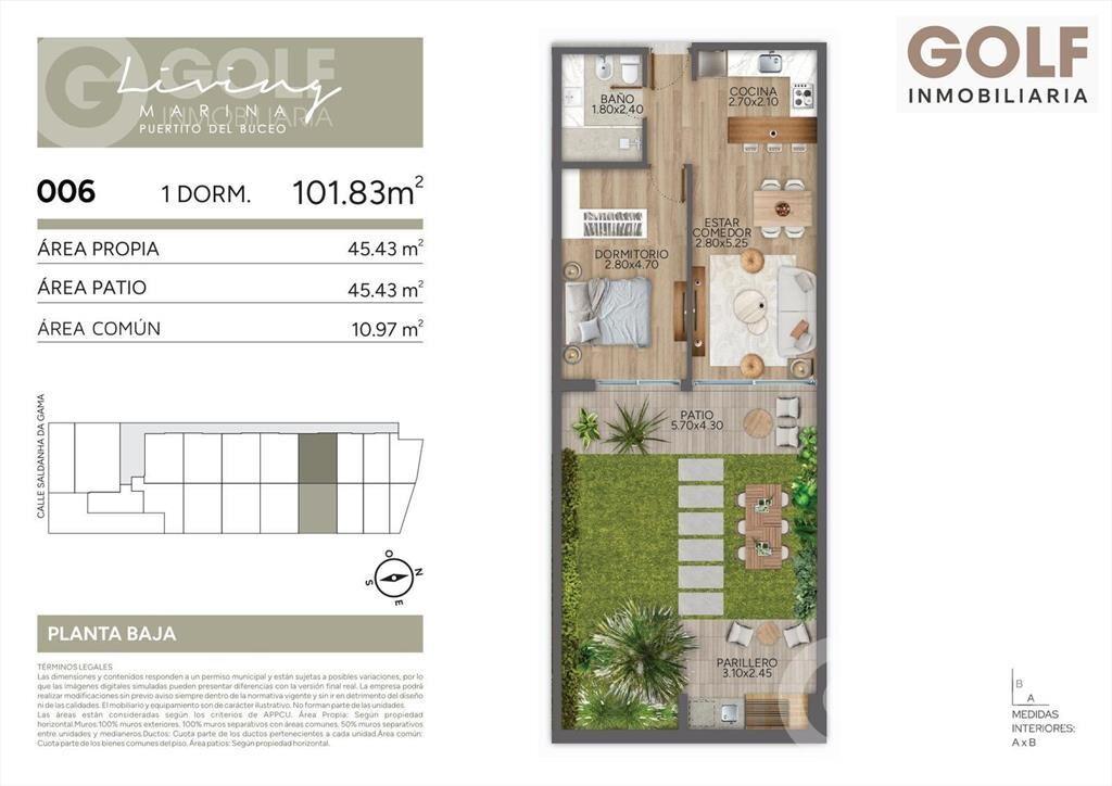 Venta de Apartamento 1 dormitorio en Puertito del Buceo