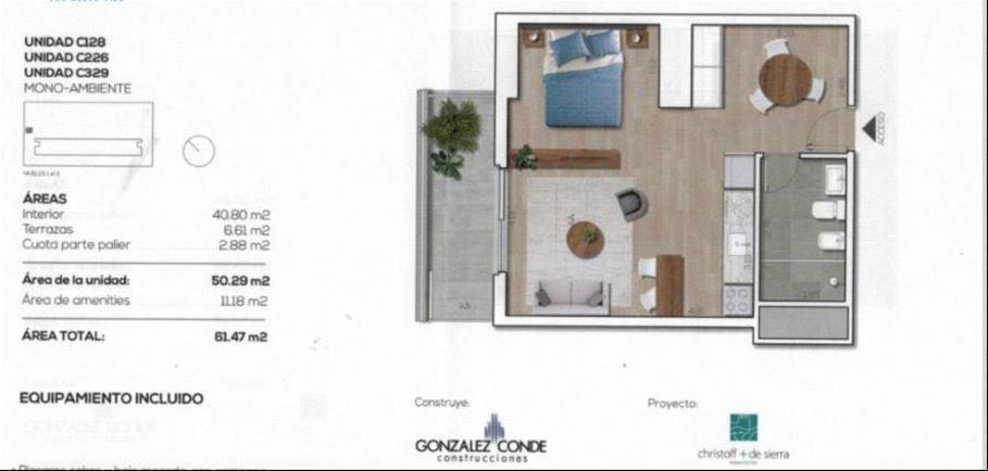 VENTA MONOAMIENTE CON GARAGE ENTREGA Y CUOTAS