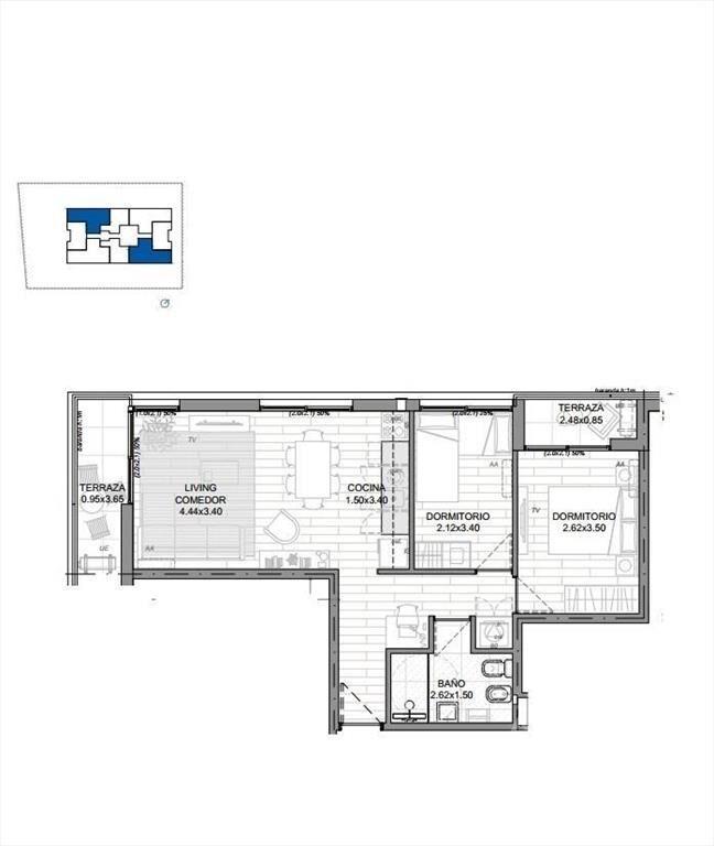 Apartamento de dos dormitorios en venta en La Blanqueada -