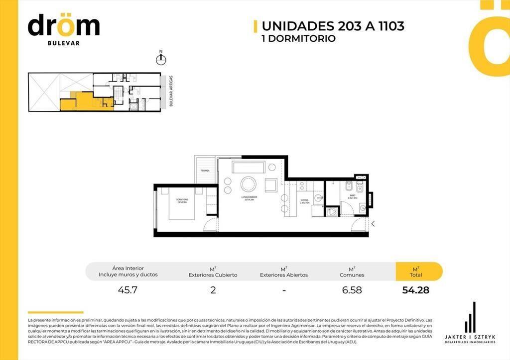 Venta apartamento Tres Cruces 1 dormitorio 2027