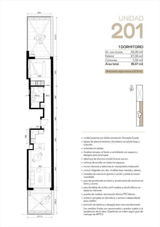 Venta Apartamento 1 Dormitorio en Cordon Sur