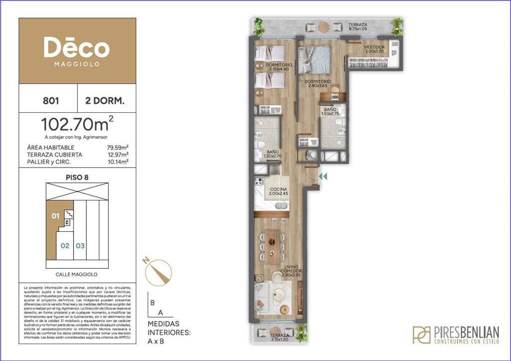Apartamento de dos dormitorios en alquiler en Punta Carreta