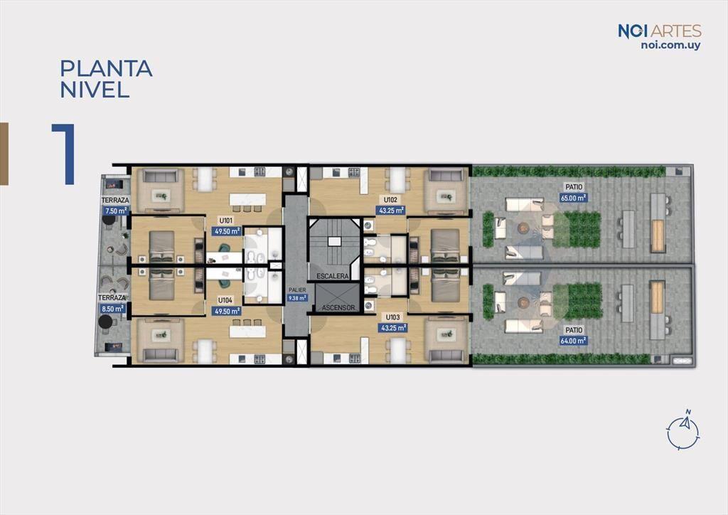 Venta Apartamento 1 Dormitorio con patio en Centro (Montevi
