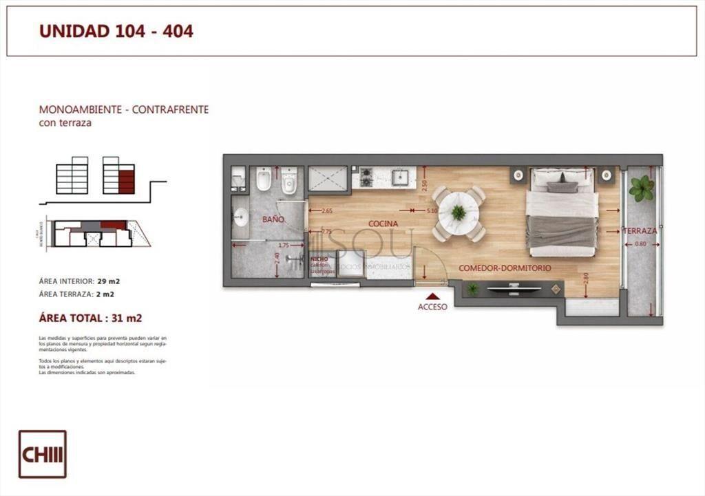 Venta apartamento monoambiente con balcón en Pocitos