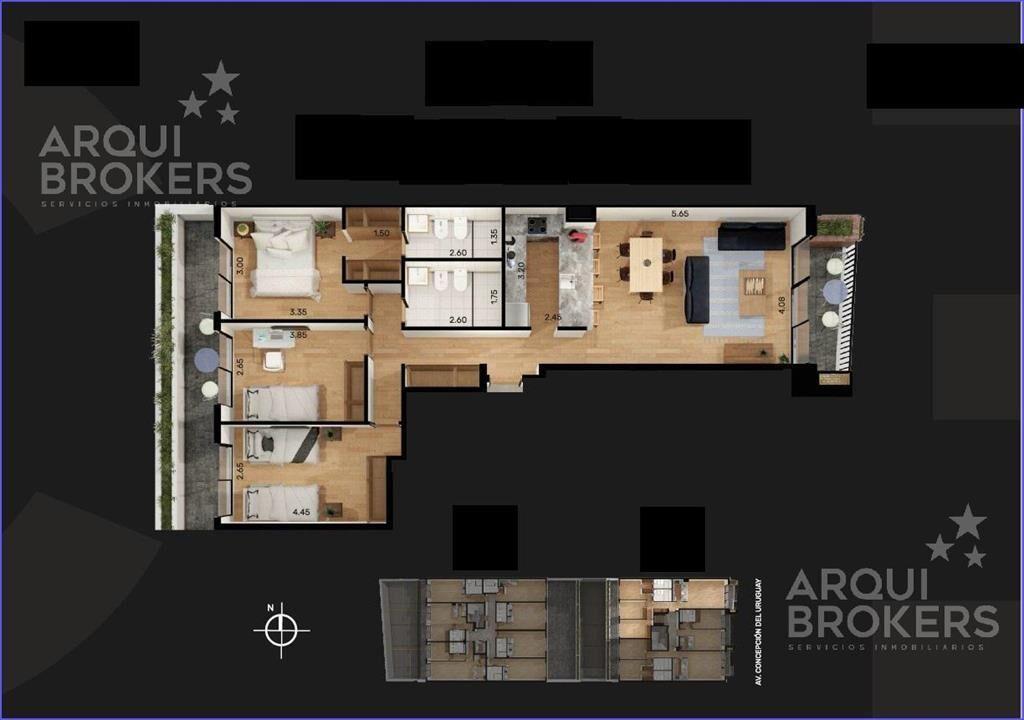 Apartamento de tres dormitorios en venta en Malvín - 101