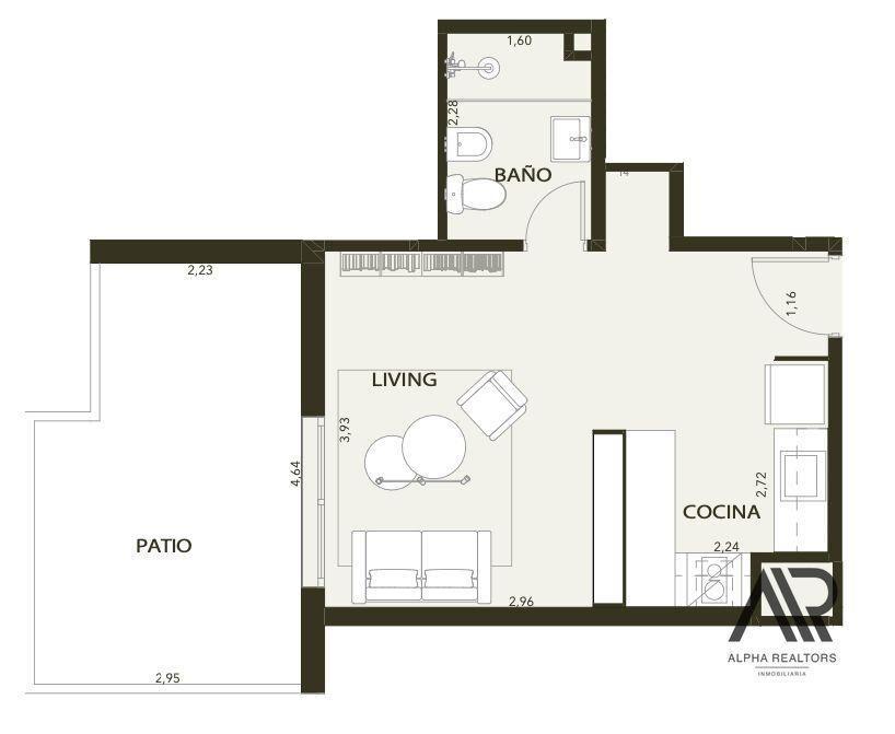 Apartamento en venta monoambiente en Centro