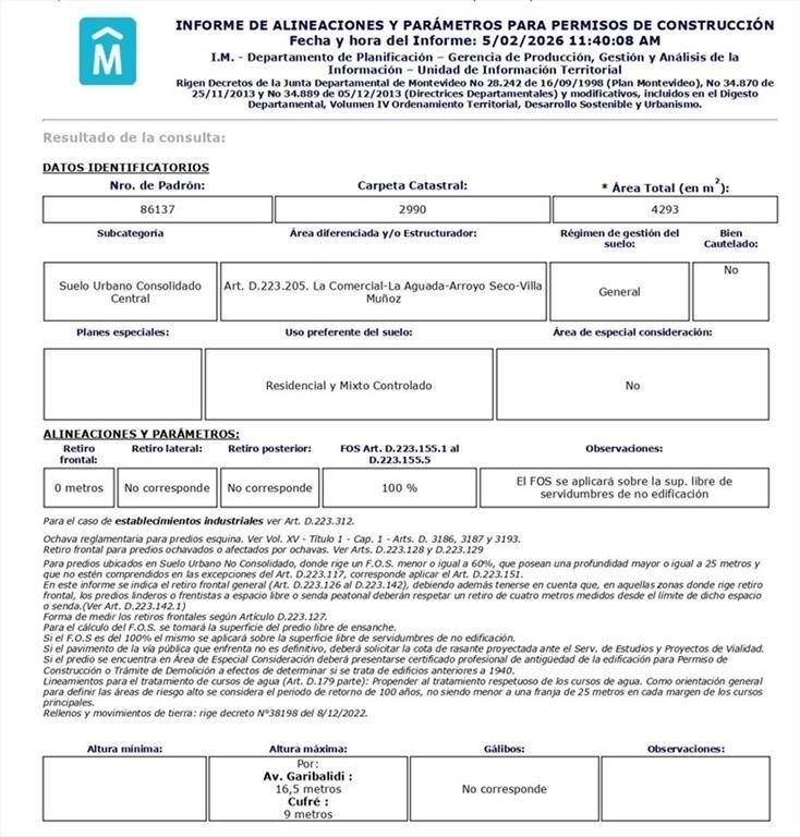 VENTA TERRENO PARA DESARROLLO EN LA COMERCIAL