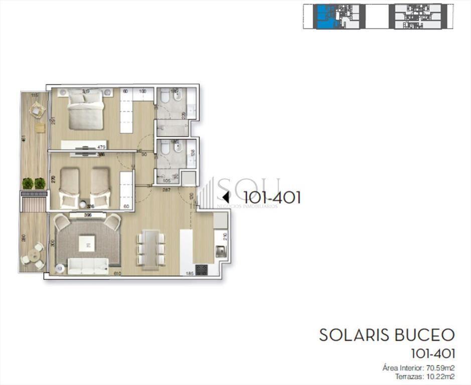 Venta apartamento 2 dormitorios  en Buceo.