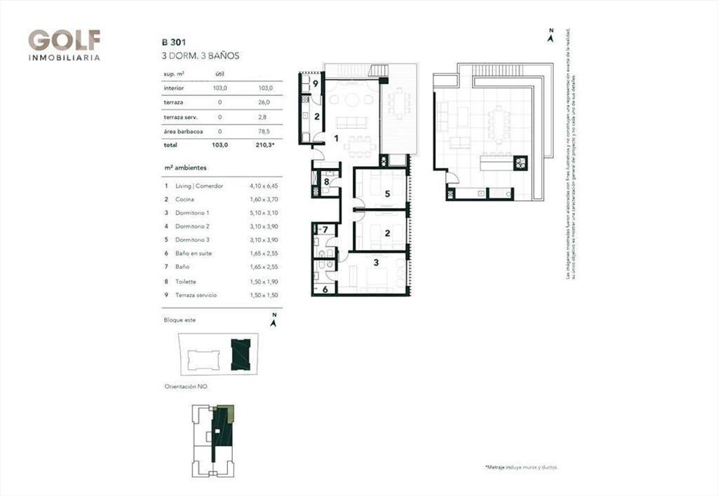 Venta apartamento de 3 dormitorios en Barrio Parques II