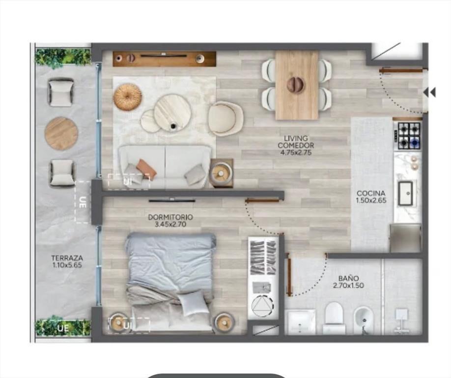 VENTA 1 DORMITORIO CORDON CON TERRAZA