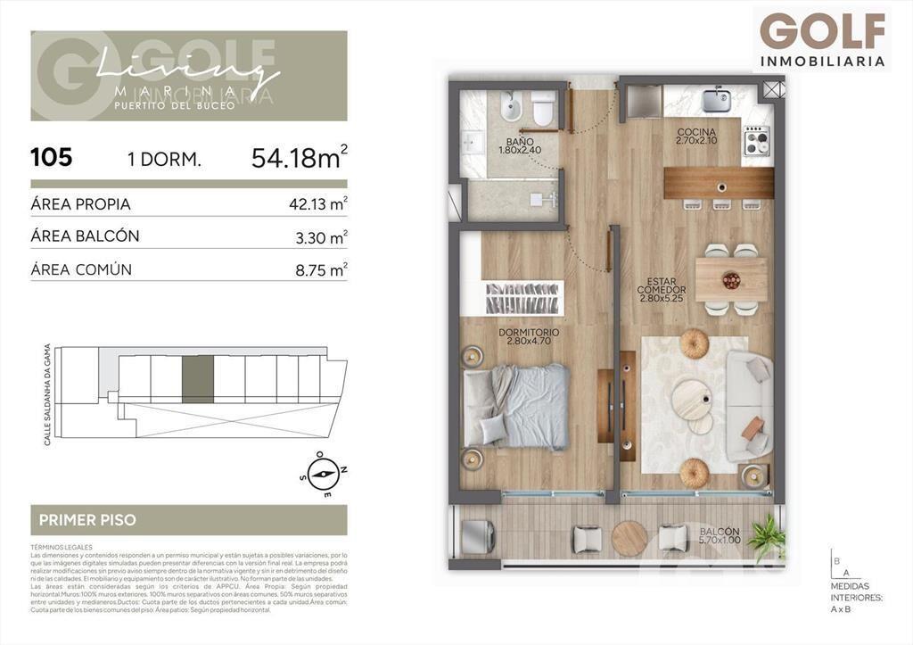 Venta de Apartamento 1 dormitorio en Puertito del Buceo