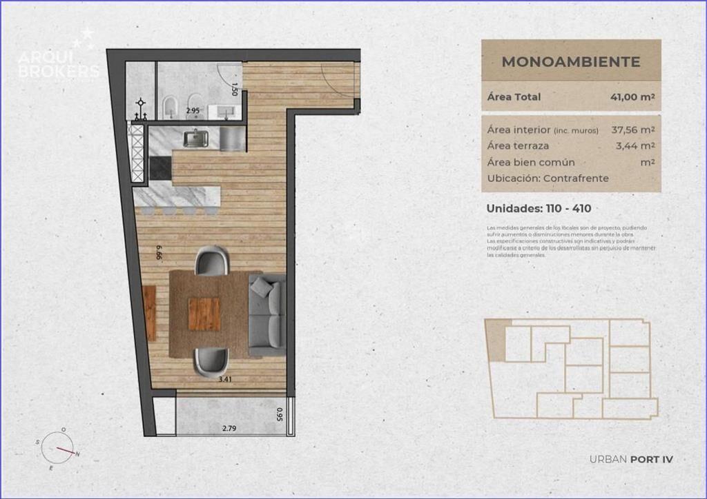 Apartamento monoambiente en venta en Pocitos Nuevo - 310