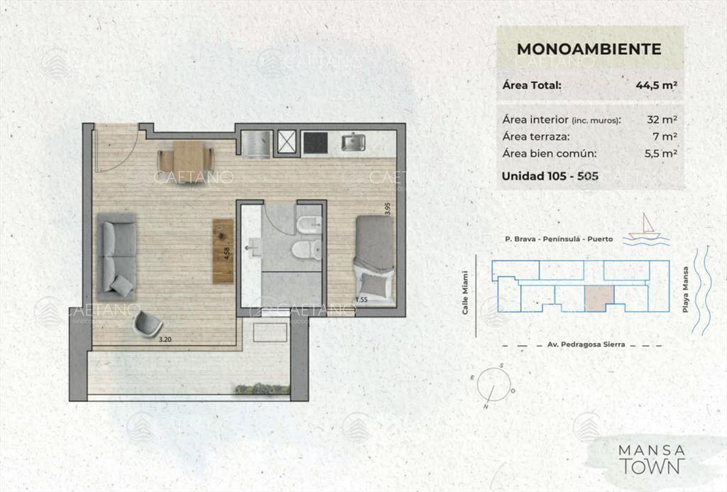 Venta apartamento monoambiente - Playa Mansa -