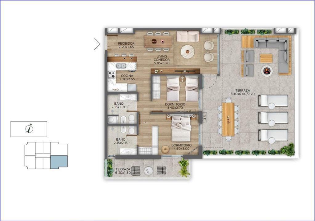 Apartamento penthouse de dos dormitorios en venta en Pocit