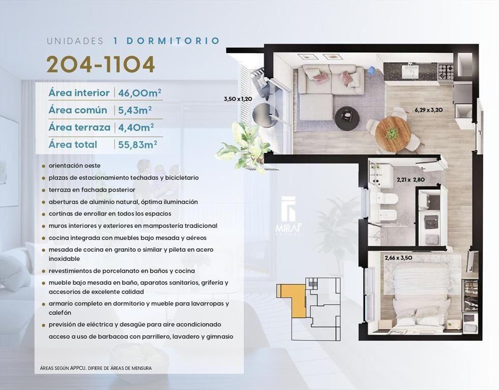 Venta Apartamento 1 Dormitorio en Cordon