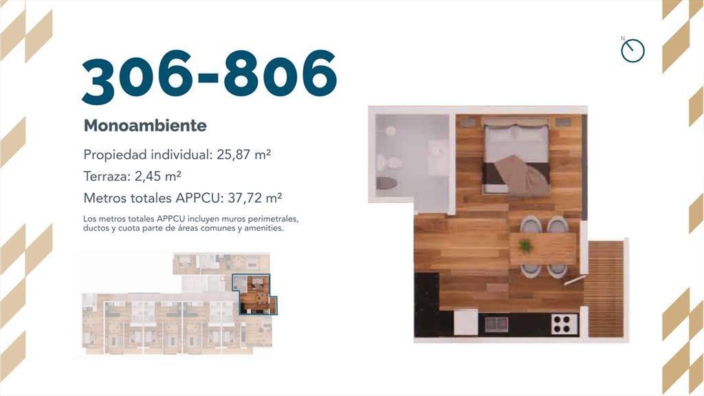 Venta apartamento monoambiente Cordón Torre Munich