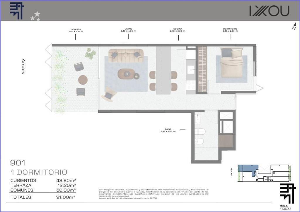 Apartamento de un dormitorio en venta en Barrio Sur - 901
