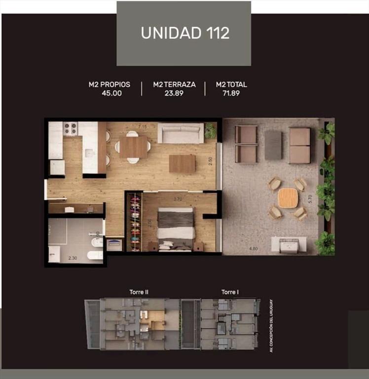 Venta Apartamento 1 DORMITORIO  MALVIN a estrenar