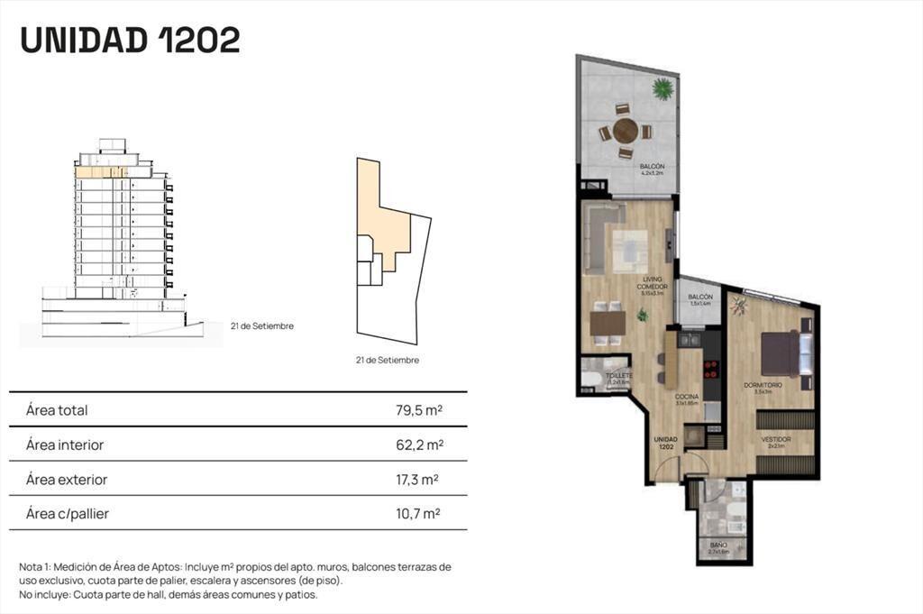 VENTA APTO PENTHOUSE 1DORM PUNTA CARRETAS POZO
