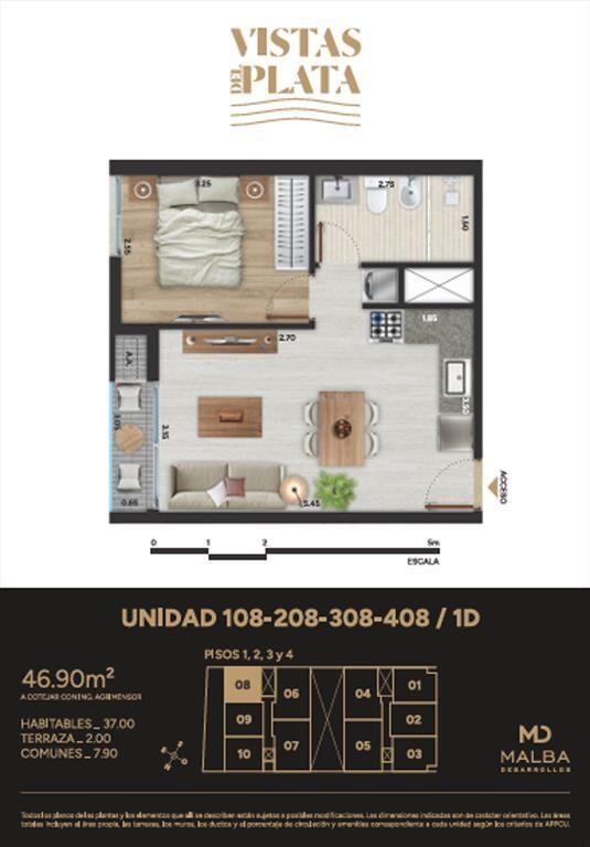 Venta apartamento 1dormitorio con patio a estrenar
