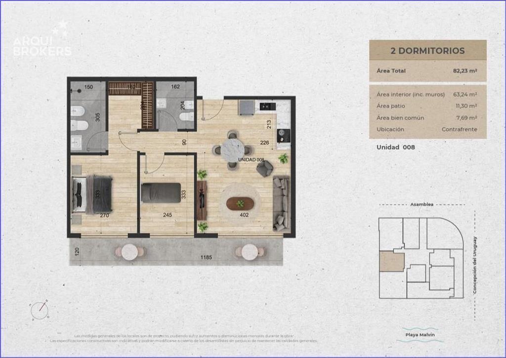 Apartamento de dos dormitorios en venta en Malvín - 008