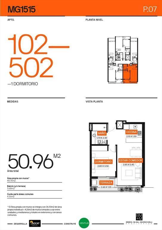 VENTA apto en CONSTRUCCION - 1 Dormitorio