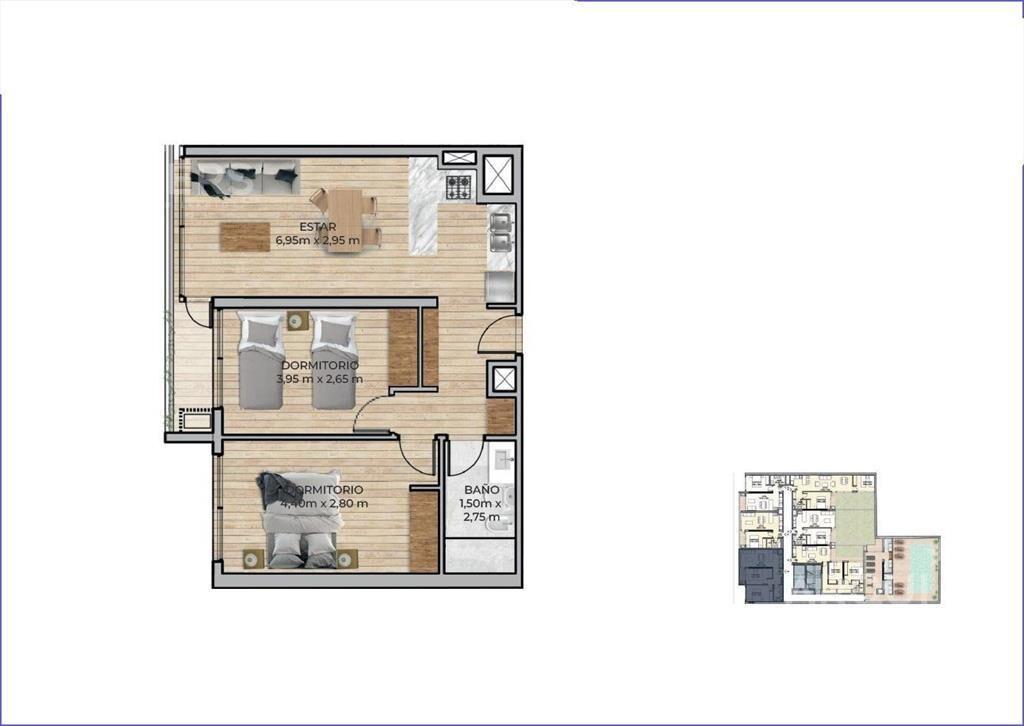 Apartamento de dos dormitorios en venta en Centro - 101