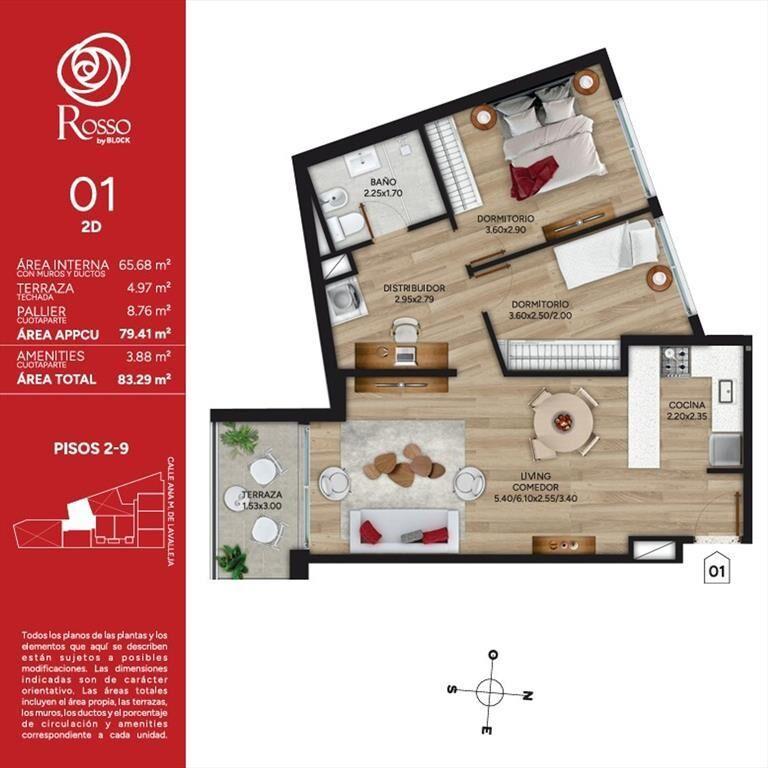 Venta Apartamento 2 Dorm Cordón Rosso Marzo2028
