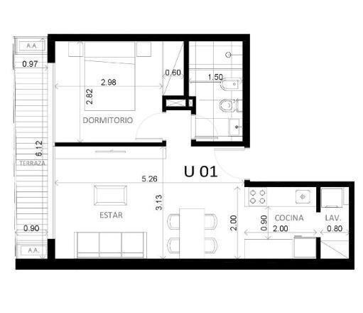 Apartamento 1 Dormitorio en Cordón