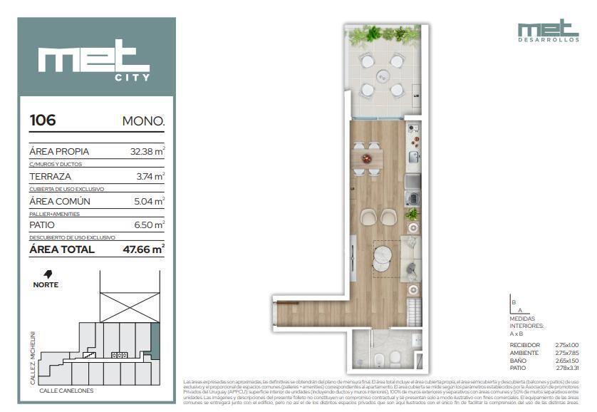 Venta Apartamento Monoambiente en Barrio Sur