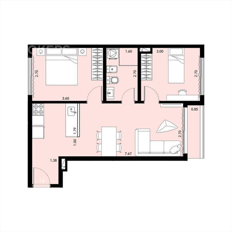 Apartamento de 2 dormitorios en alquiler en Cordón