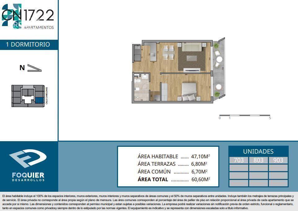 Apartamento de un dormitorio en venta en Cordón - 803