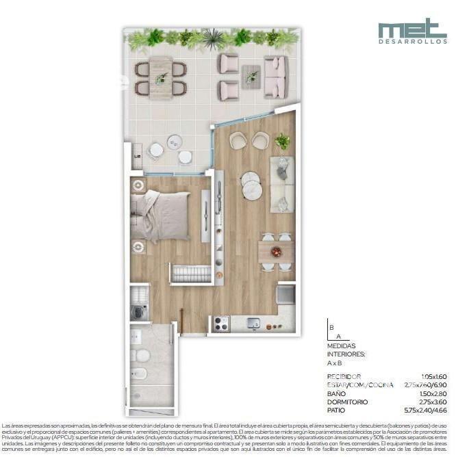 Venta Apartamento 1 dormitorio Barrio Sur