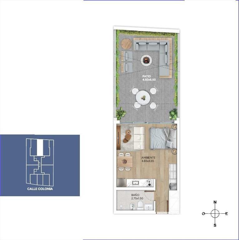 Apartamento monoambiente en venta en Cordón - 103