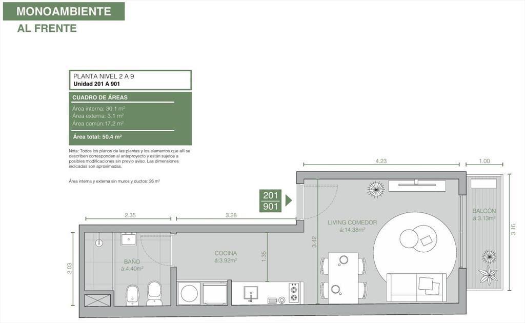 Venta Apartamento Monoambiente en Tres Cruces