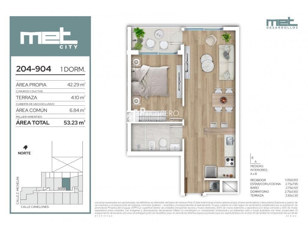 VA1915 venta apto 1 dorm MET CITY Centro