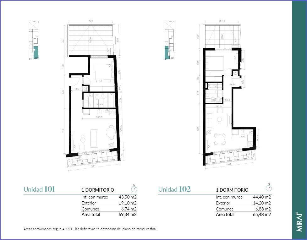 Apartamento de un dormitorio con patio en venta en Cordón -