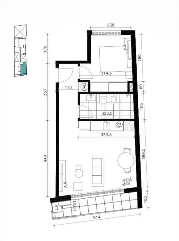 Venta apartamento 1 dormitorio en Cordón