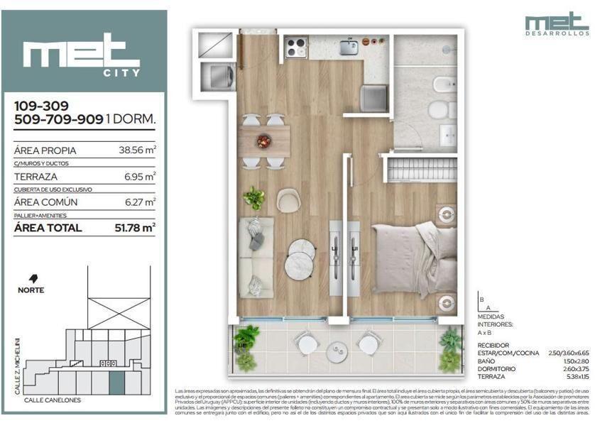 Venta Apartamento 1 Dormitorio en Barrio Sur