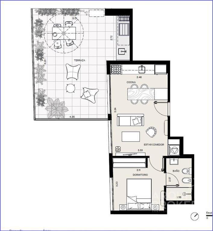 Apartamento penthouse de un dormitorio en venta en Buceo -